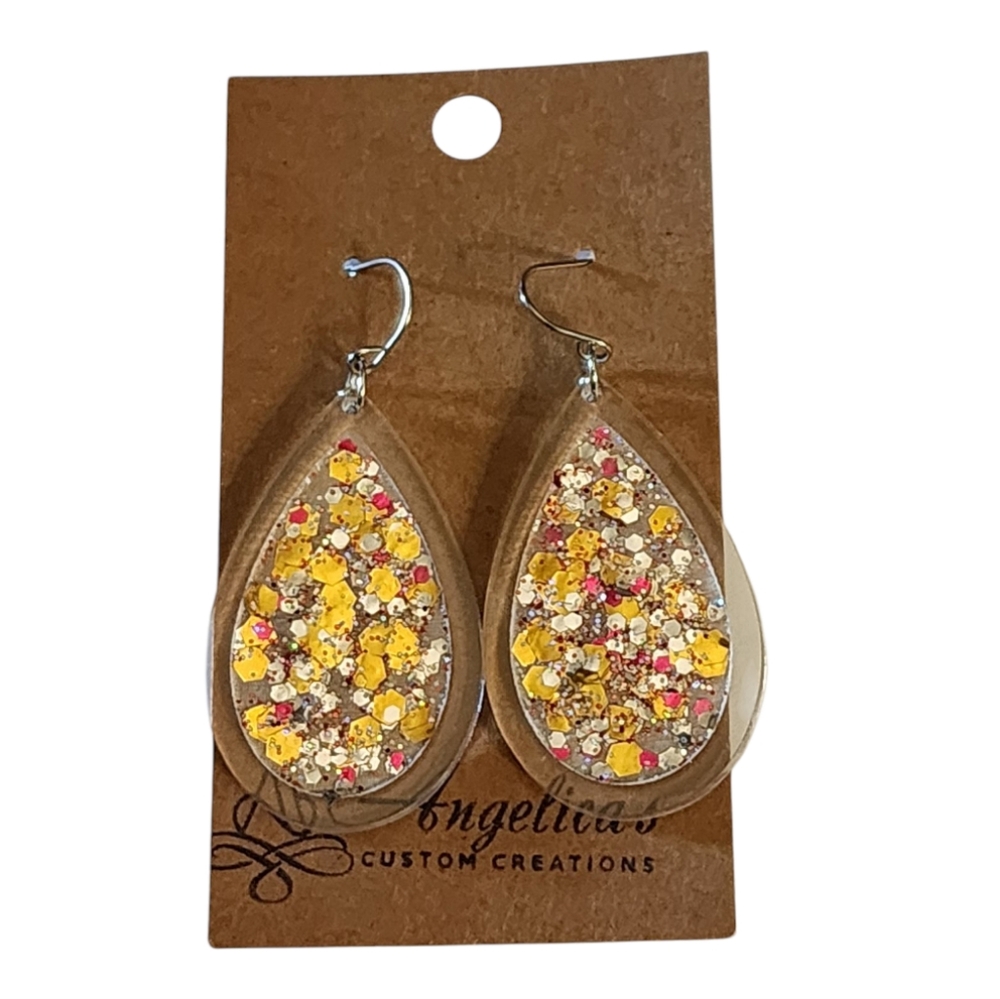 Sparkling Confetti Teardrop Acrylic Earrings